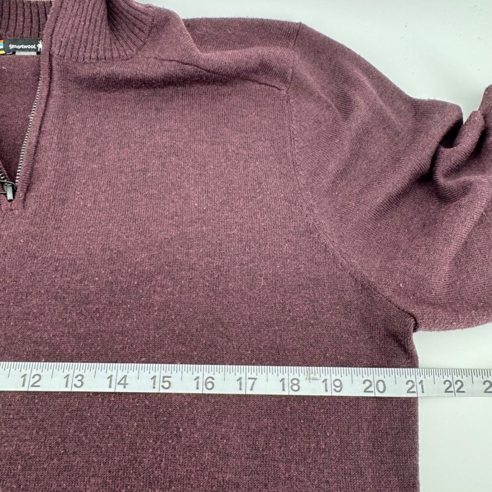 Smartwool Quarter Zip Sweater Mens M Burgundy Plum Merino Wool - Picture 6 of 12